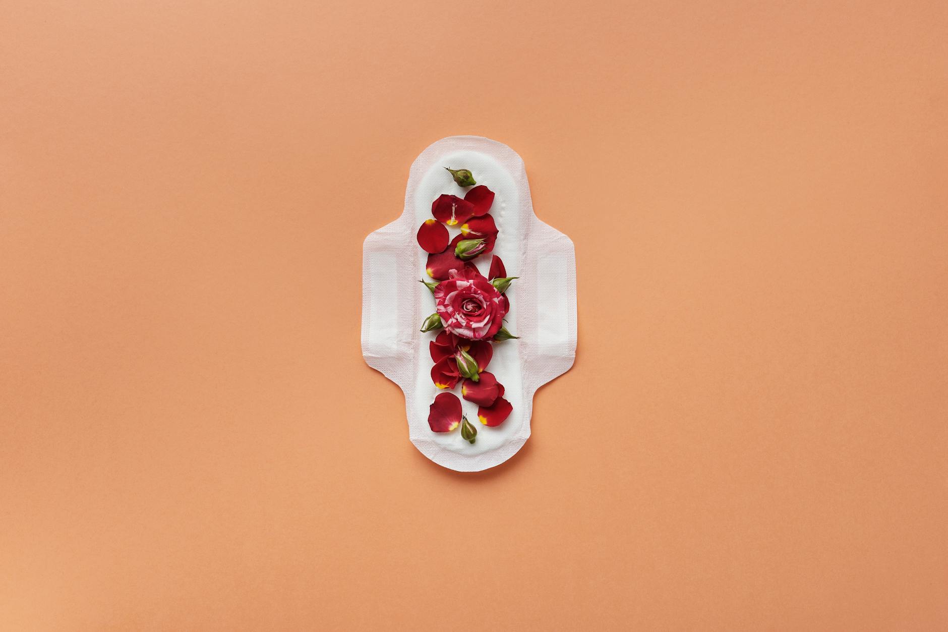 red roses on sanitary napkin